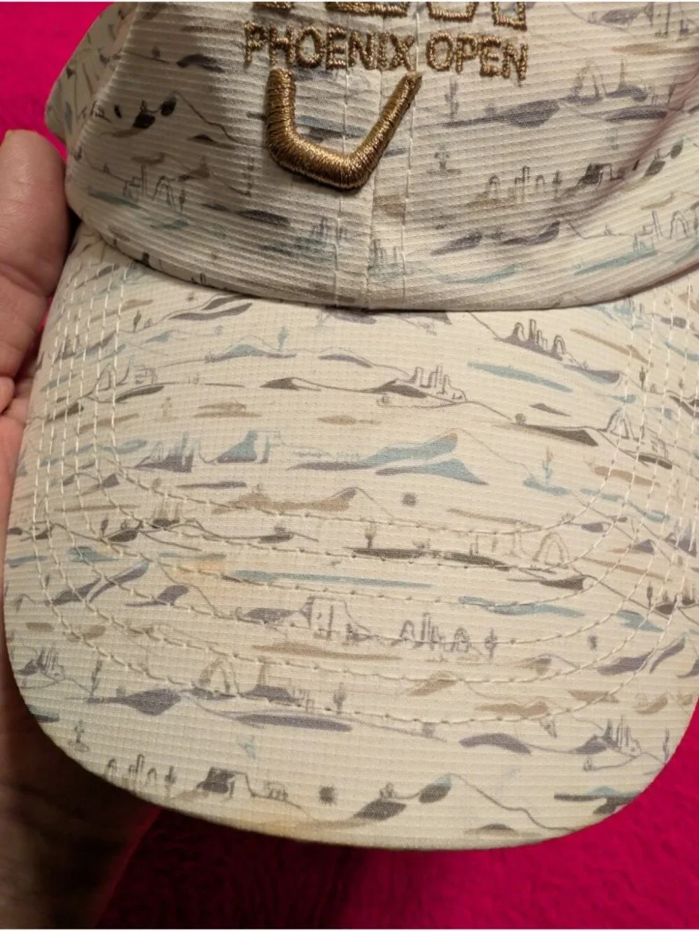 WM Phoenix Open TPC Scottsdale Golf Hat Imperial White Desert Print Performance